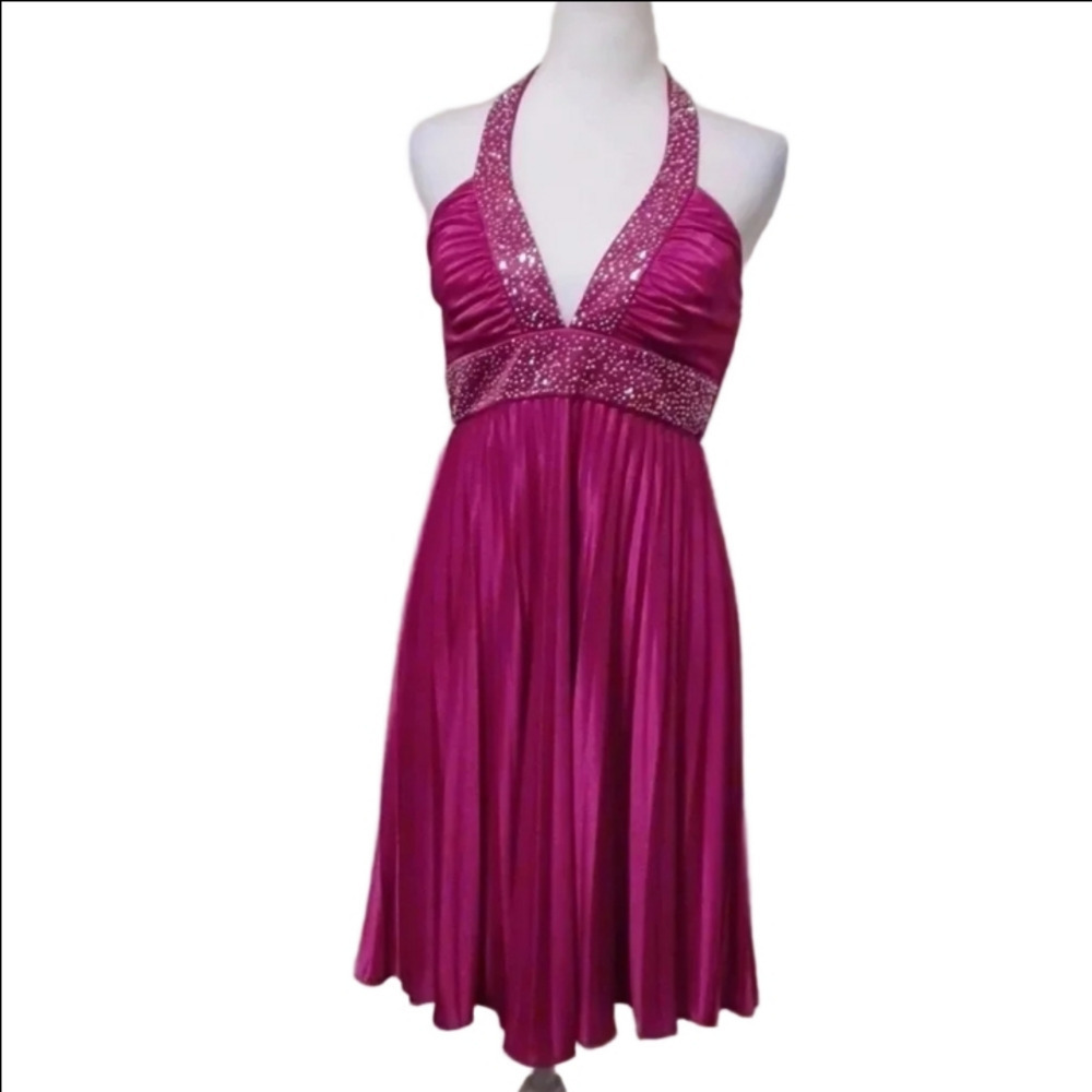 -- Betsy & Adam Magenta backless dress